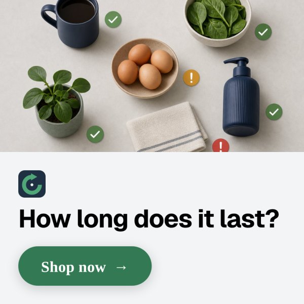 Werbebanner 1080×1080 für howlonglasts.com, automatisch aus der Website generiert